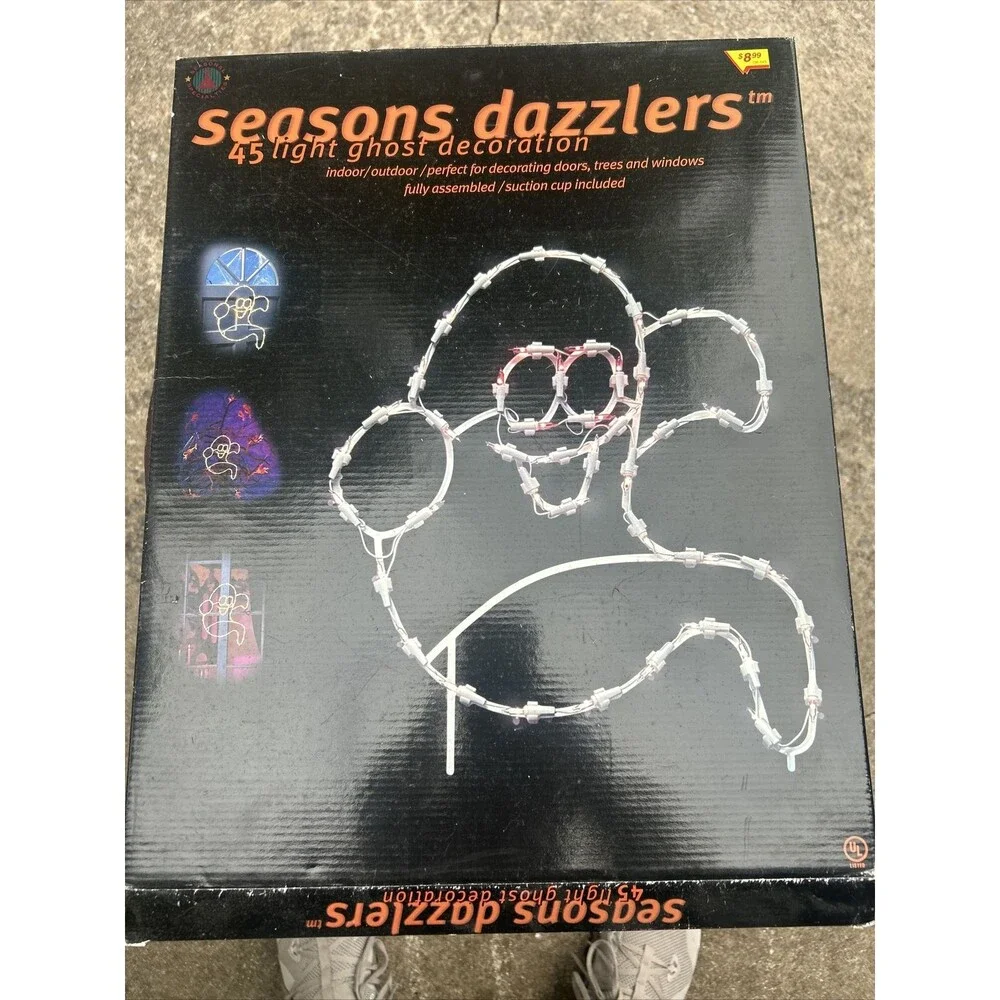 Vintage Seasons Dazzlers LightUp Ghost/Halloween Silhouette 45 Lights 1996